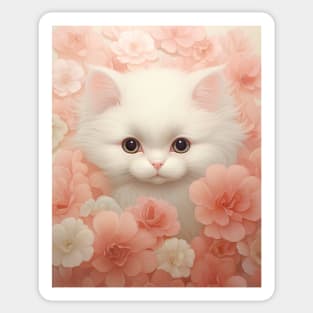 Cute Floral Kitten Sticker